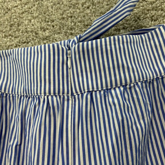 J. Crew Striped Tie Waist Midi Skirt Blue White 12 - Picture 5 of 9